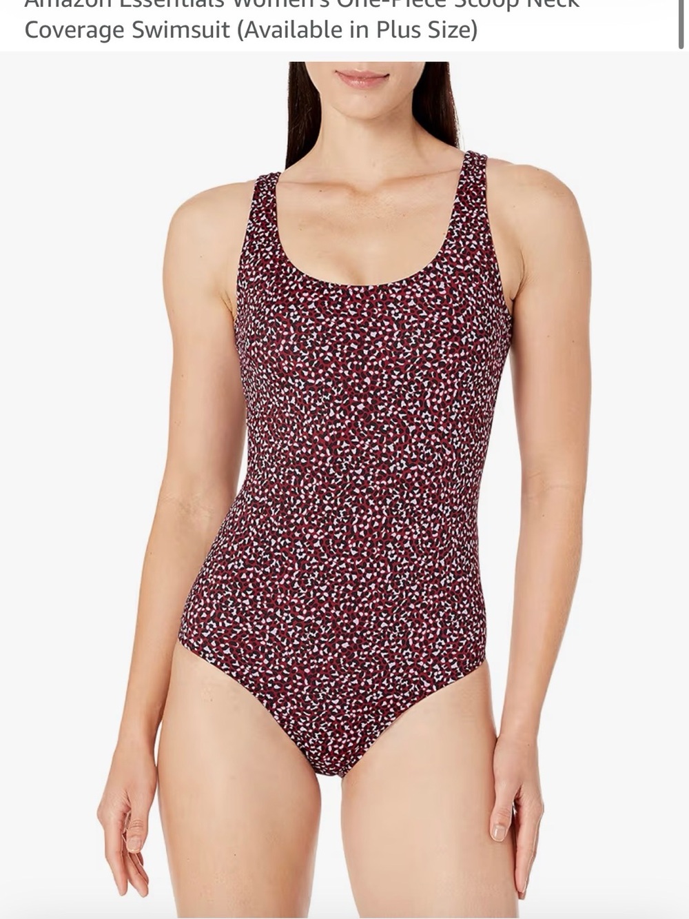 Amazon Essentials Scoop Neck One-Piece Swimsuit - Brick red leopard